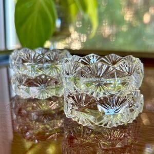 Vintage Clear Crystal Daisy & Button Design Napkin Rings Set of 4